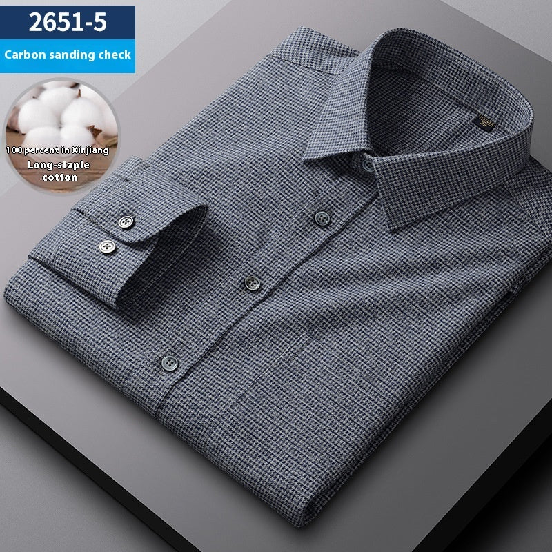 Men's Spring And Autumn Coat Casual Cotton Brushed Plaid Shirt