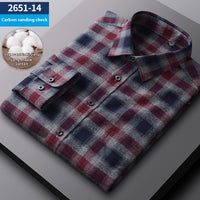 Men's Spring And Autumn Coat Casual Cotton Brushed Plaid Shirt