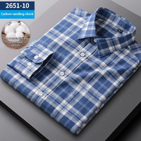 Men's Spring And Autumn Coat Casual Cotton Brushed Plaid Shirt