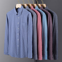 Men's Spring And Autumn Coat Casual Cotton Brushed Plaid Shirt