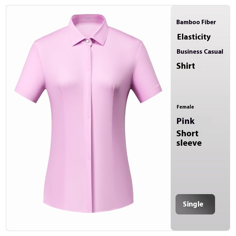 Bamboo Fiber Business Short Sleeve Non-ironing Stretch Shirt