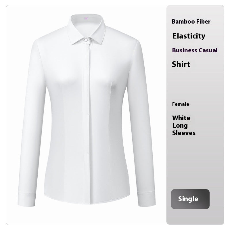 Bamboo Fiber White Shirt Men's Professional Short Sleeve