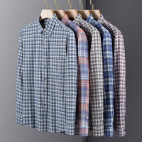 Men's Spring And Autumn Coat Casual Cotton Brushed Plaid Shirt
