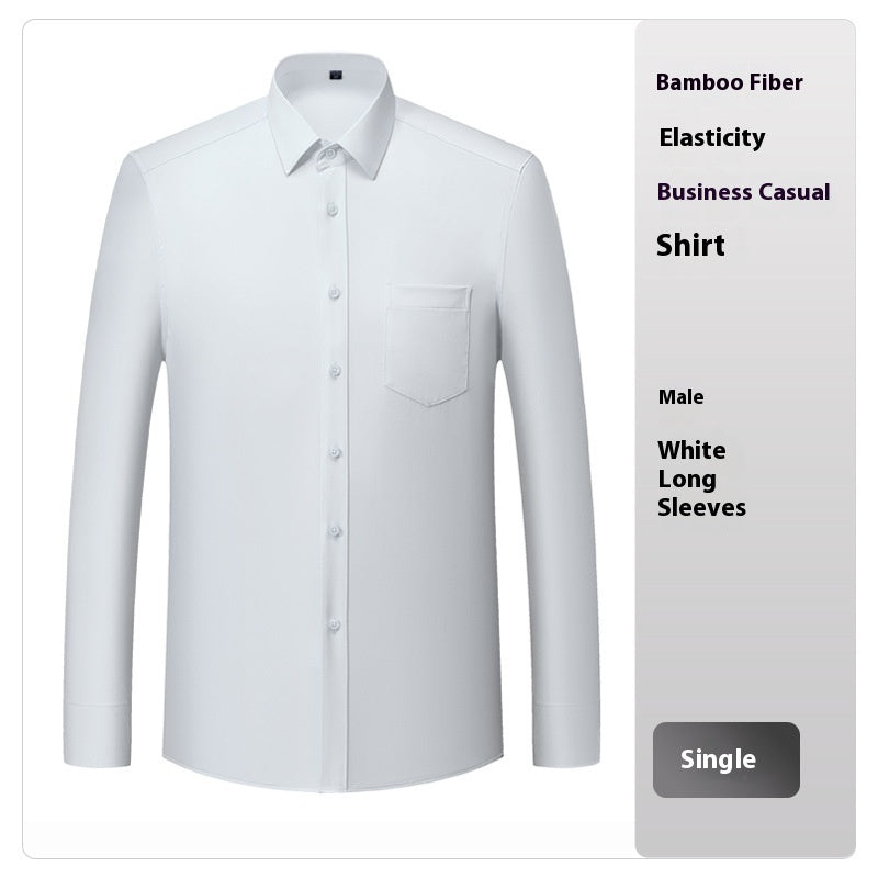 Bamboo Fiber White Shirt Men's Professional Short Sleeve