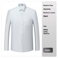 Bamboo Fiber White Shirt Men's Professional Short Sleeve