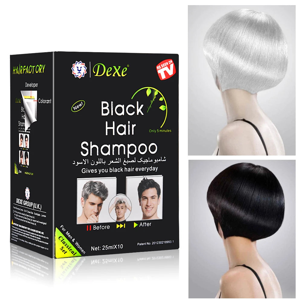 10Pcs 20Pcs Dexe Black Hair Shampoo Black Herb Natural Faster Black Hair