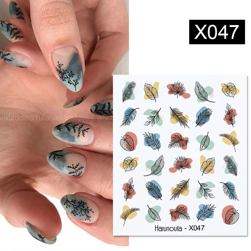 3D Laser Sakura Flower Nail Sticker