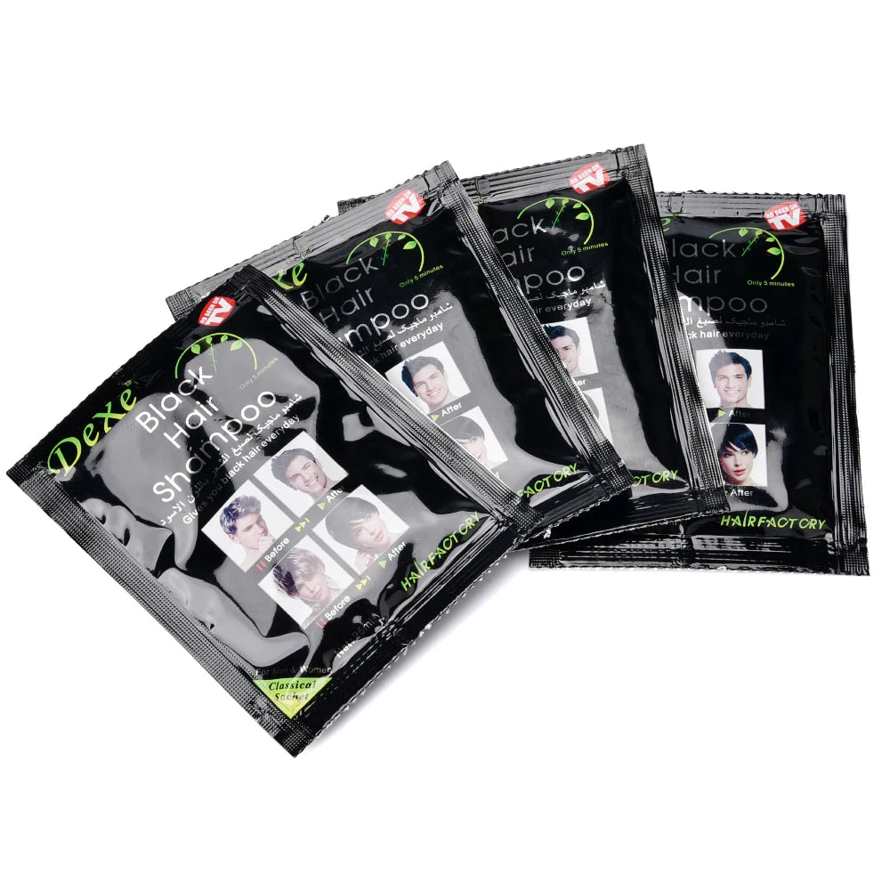 10Pcs 20Pcs Dexe Black Hair Shampoo Black Herb Natural Faster Black Hair