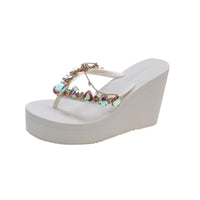 High Heel Flip-flops Women's Rhinestone Wedge