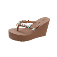 High Heel Flip-flops Women's Rhinestone Wedge
