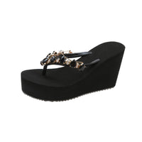 High Heel Flip-flops Women's Rhinestone Wedge