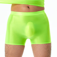 Plus Size High Elastic Shiny Silky Boxers Men