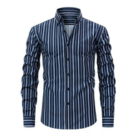 Men's Digital Printed Striped Long-sleeved Lapel Shirt