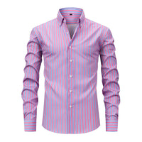 Men's Digital Printed Striped Long-sleeved Lapel Shirt