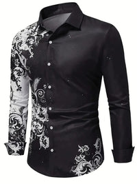 European And American Spring And Autumn Leisure Personalized Trendy Men Long Sleeve 3D Printed Shirt