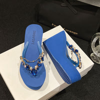High Heel Flip-flops Women's Rhinestone Wedge