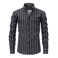 Men's Digital Printed Striped Long-sleeved Lapel Shirt