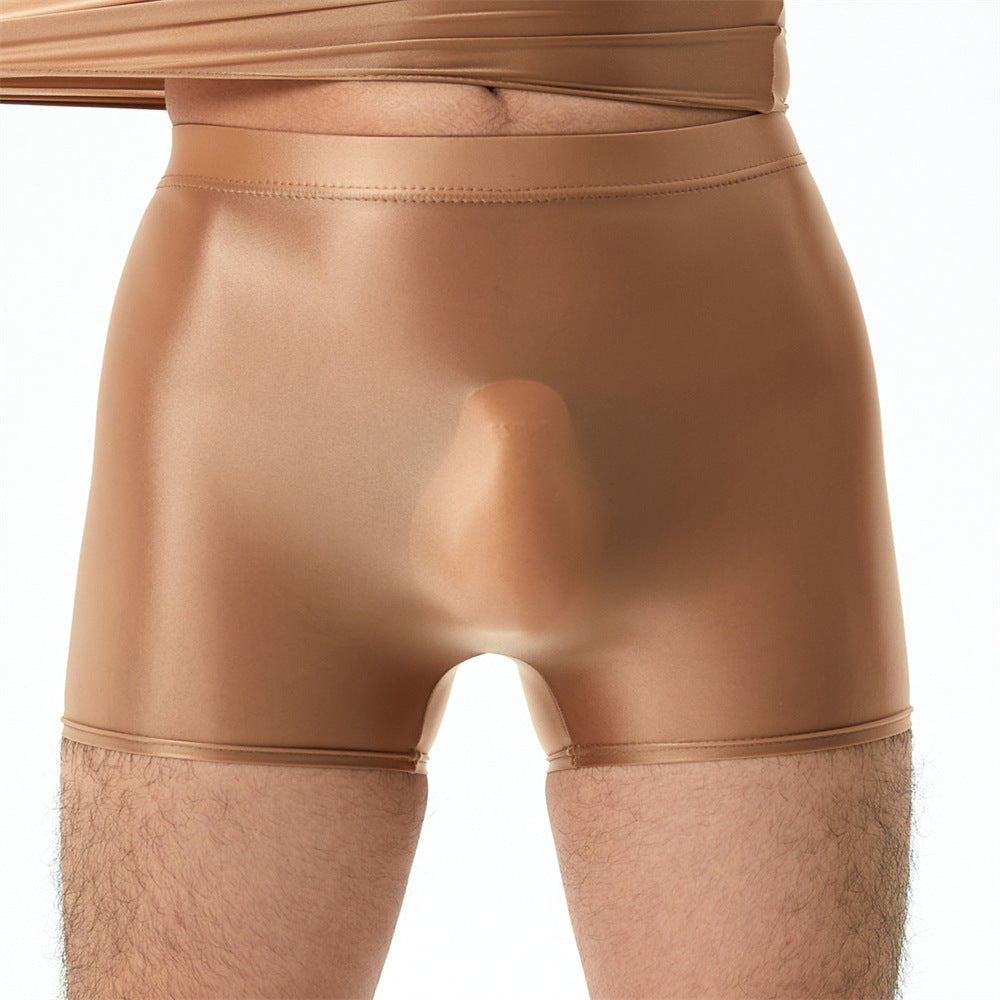 Plus Size High Elastic Shiny Silky Boxers Men