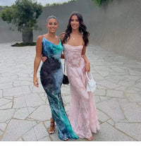 2023 Summer New Dresses For Women Spaghetti Strap Lace Hollow Out Low Cut Sexy A-lin Long Dress Beach Vacation Fashion Vestidos
