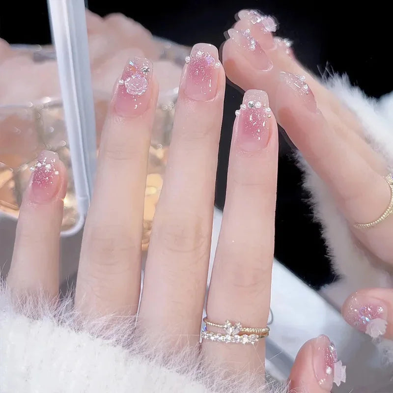 Rose Fake Nails