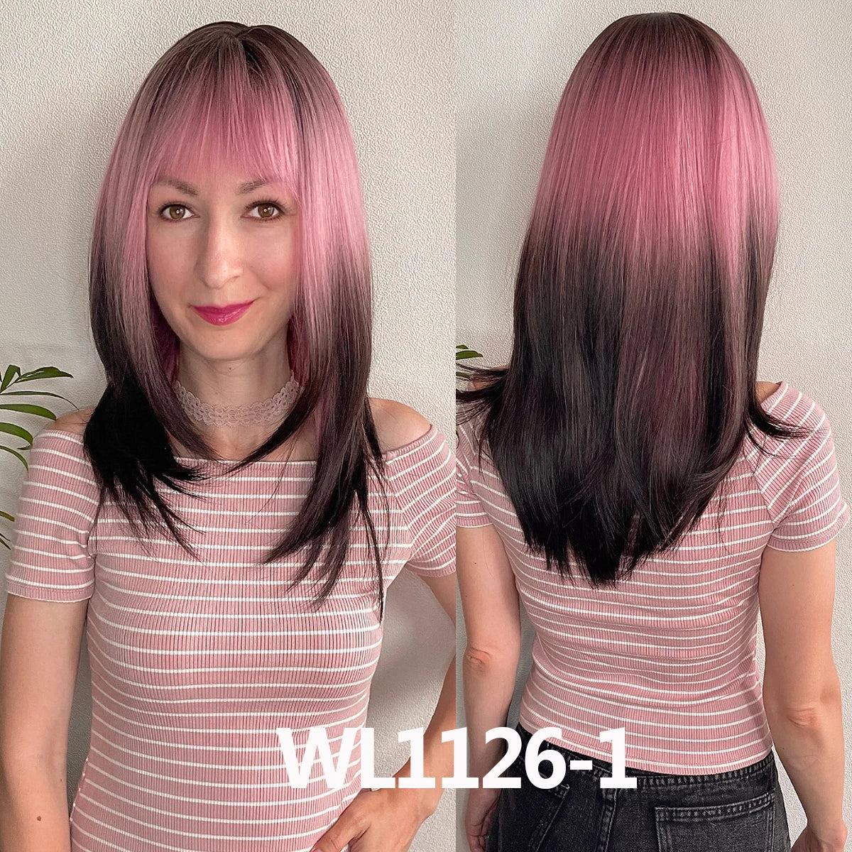 LOUIS FERRE Black Pink Ombre Synthetic