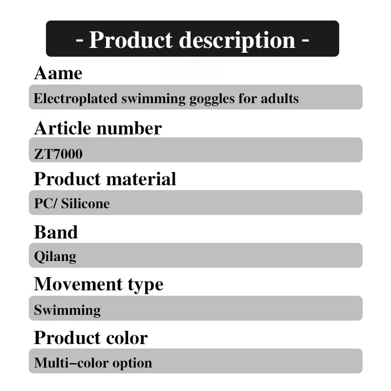 Professional Diving Goggles Electroplating