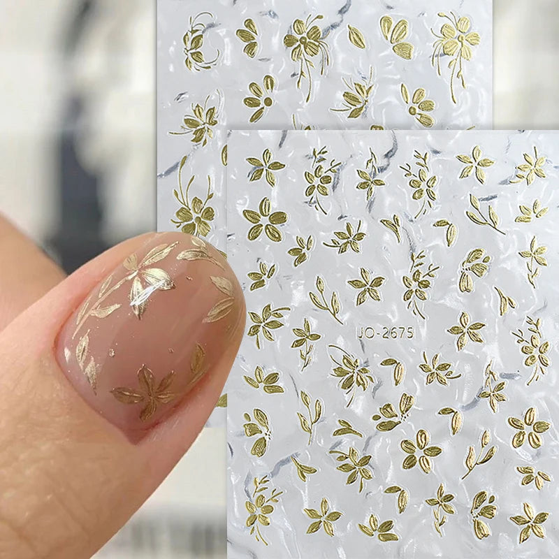3D Laser Sakura Flower Nail Sticker