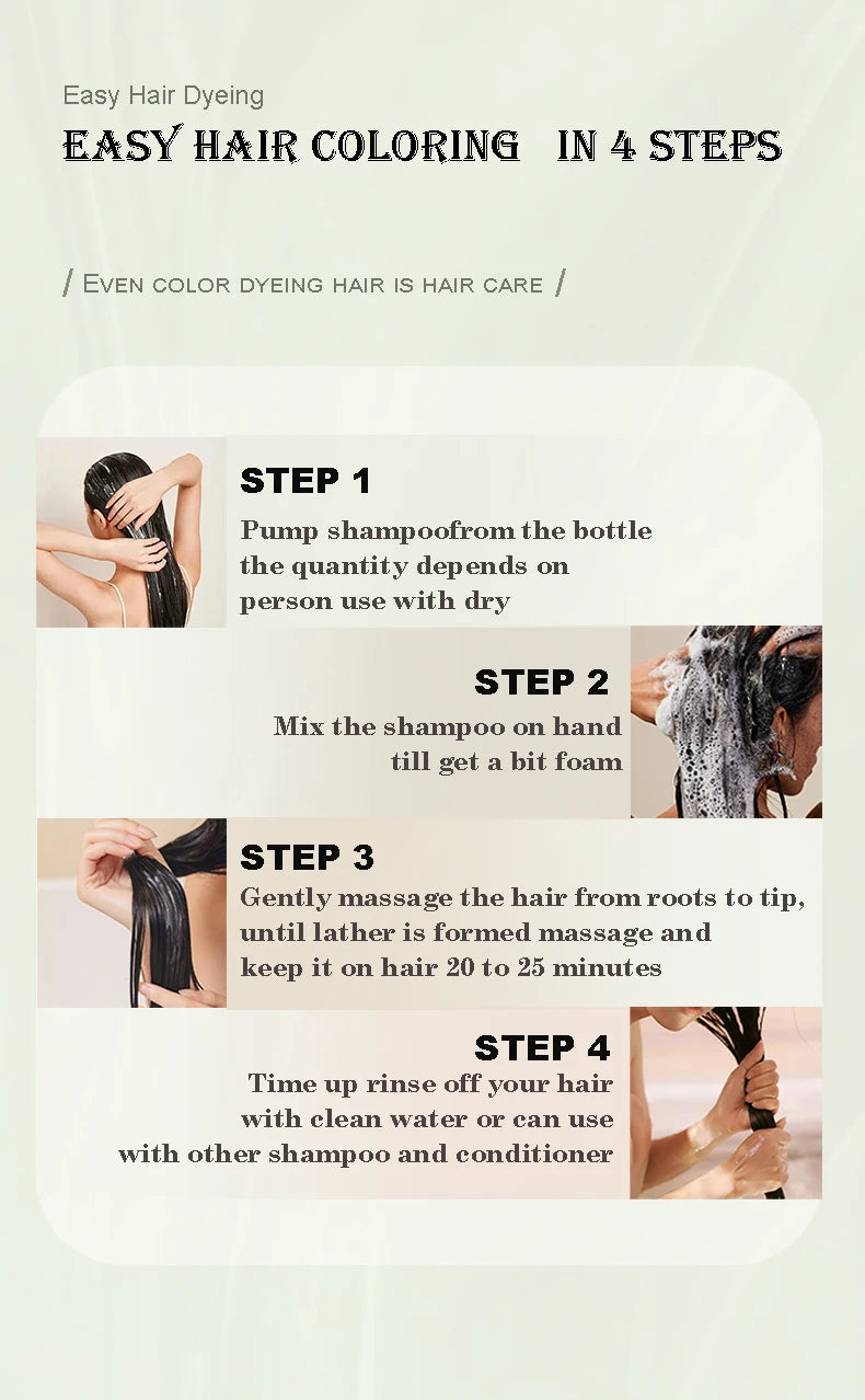 Hair Dye Shampoo 3in1 Darkening Hairs Instant Gray To Black
