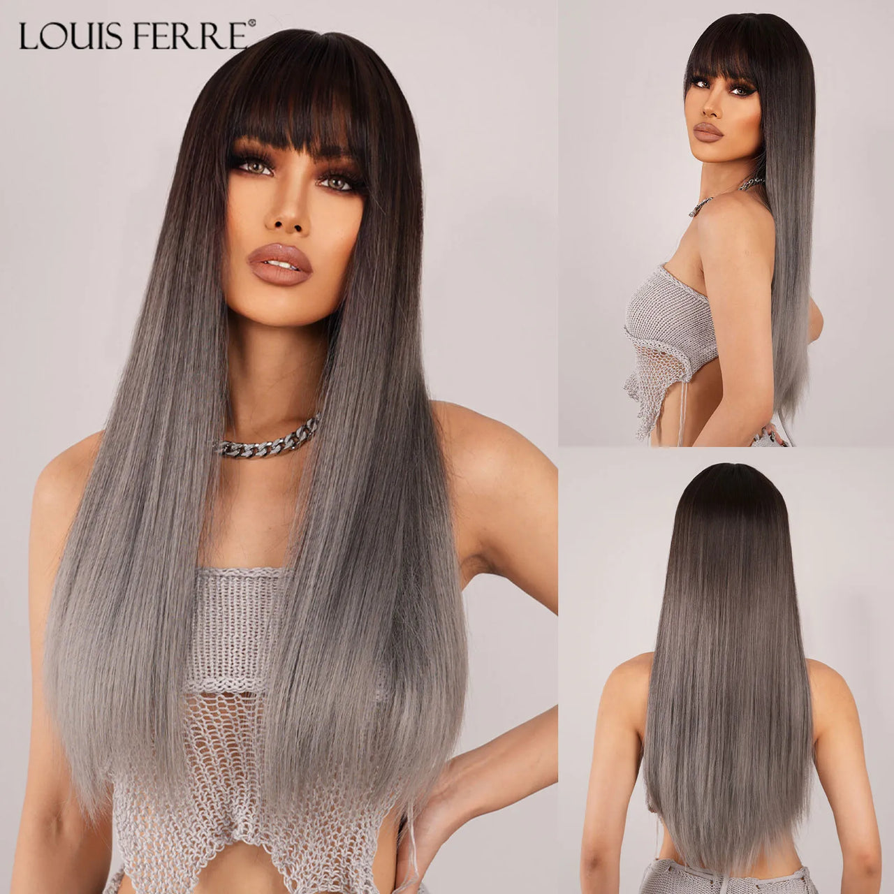 LOUIS FERRE Black Pink Ombre Synthetic