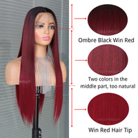 Burgundy Straight Lace Front Wig