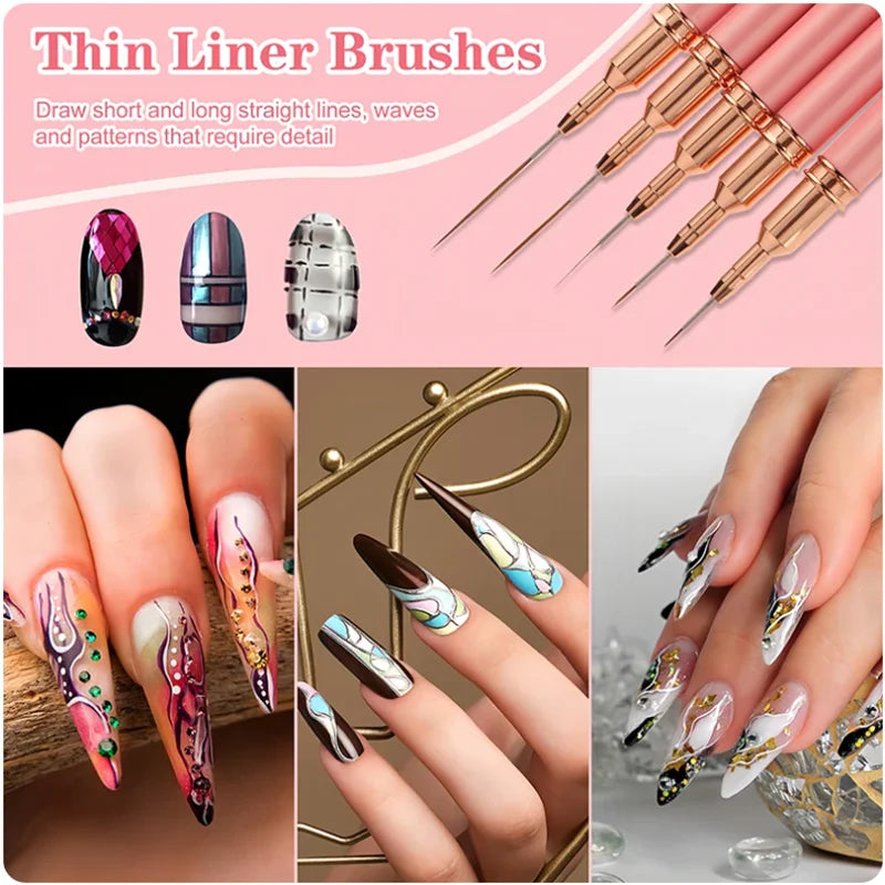 5pcs Nail Art Liner Brush Set UV Gel