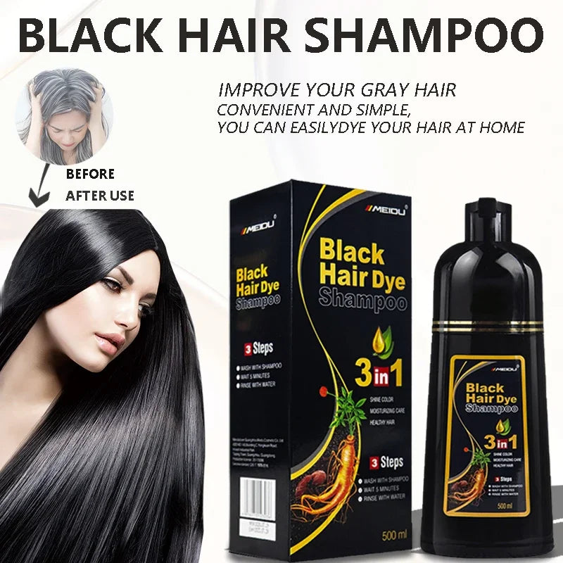 Hair Dye Shampoo 3in1 Darkening Hairs Instant Gray To Black