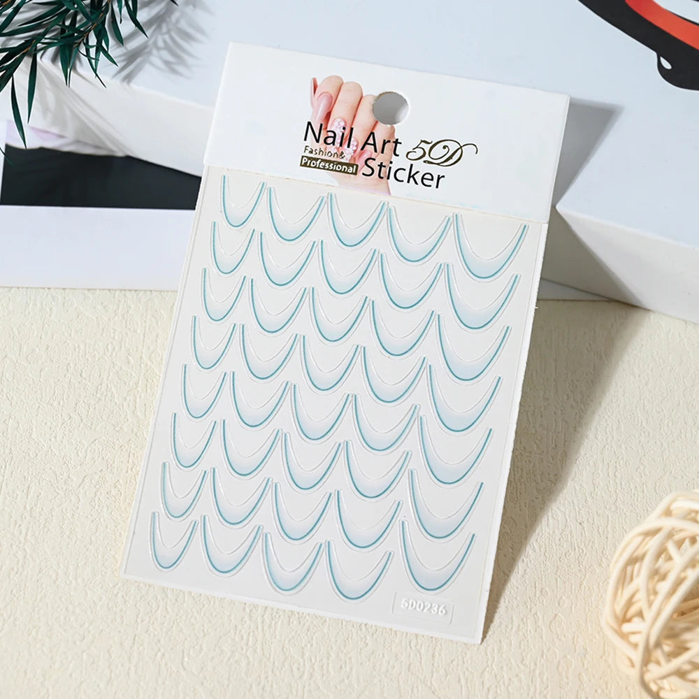 French Gradient Line Nail Art Stickers
