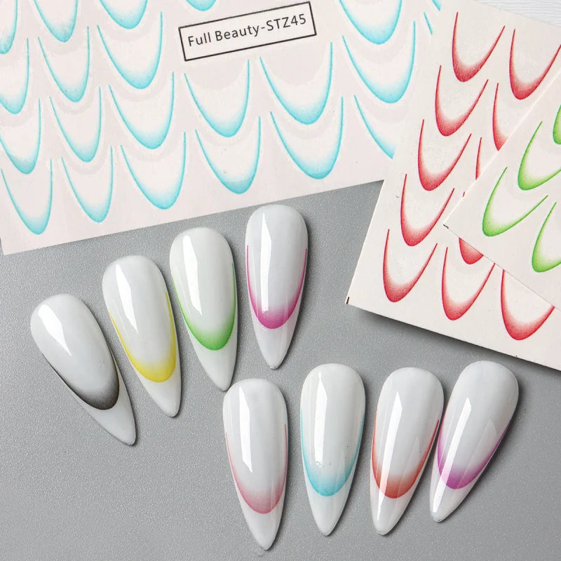 8pcs Gradient French Nail Art Stickers