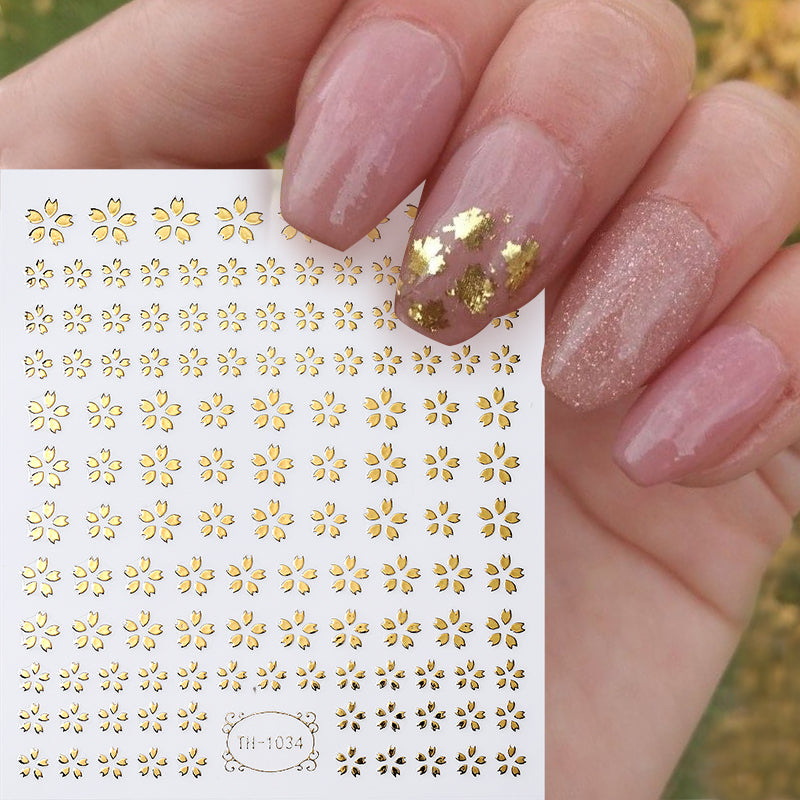 3D Laser Sakura Flower Nail Sticker
