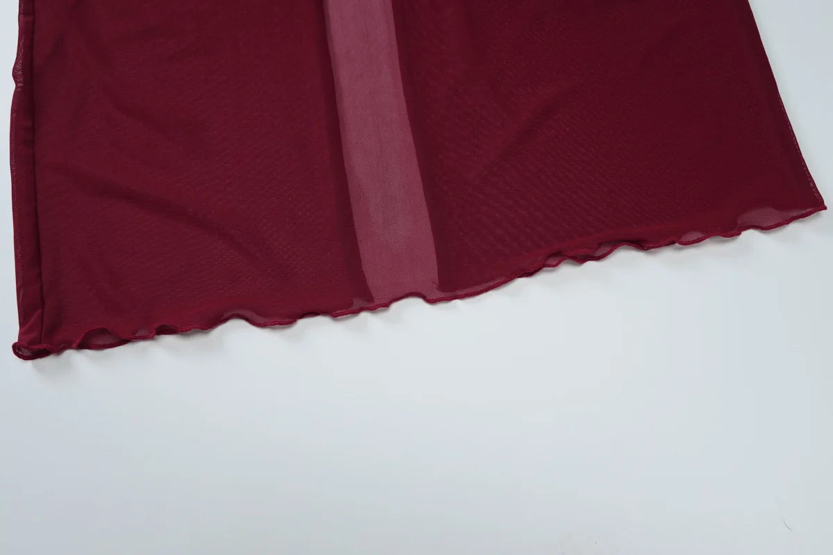 Dulzura Sleeveless Mesh Sheer Patchwork Maxi Dress Sexy Elegant Long Dress Prom Evening Party Clubwear Autumn Winter Outfit