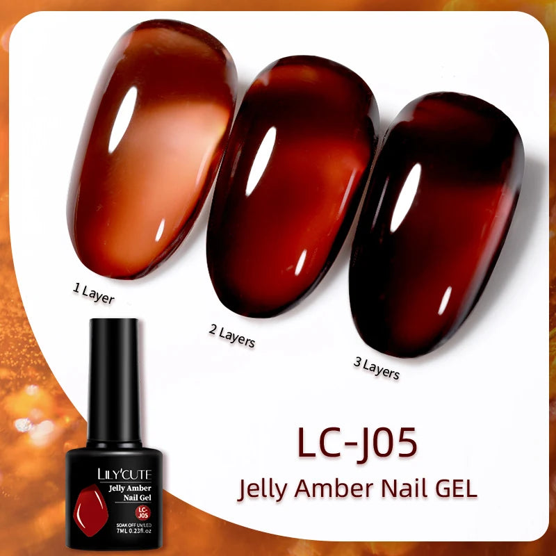 LILYCUTE 7ML Jelly Amber Gel Nail Polish