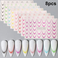 8pcs Gradient French Nail Art Stickers