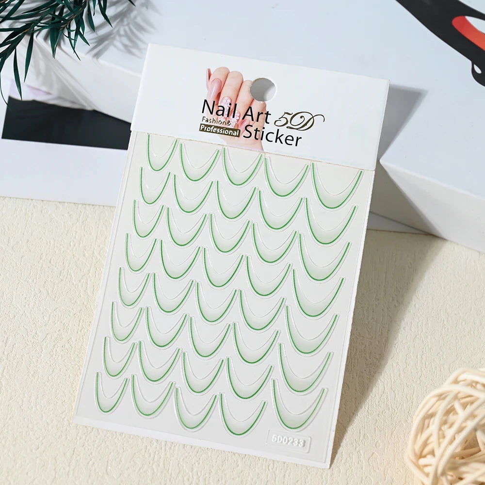 French Gradient Line Nail Art Stickers