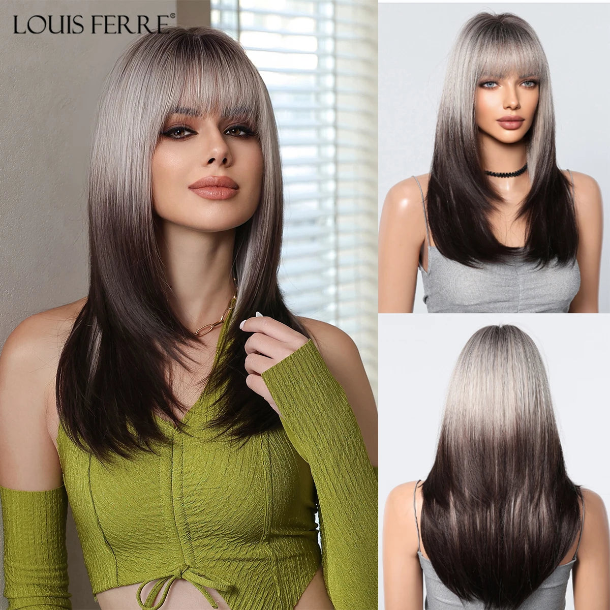 LOUIS FERRE Black Pink Ombre Synthetic