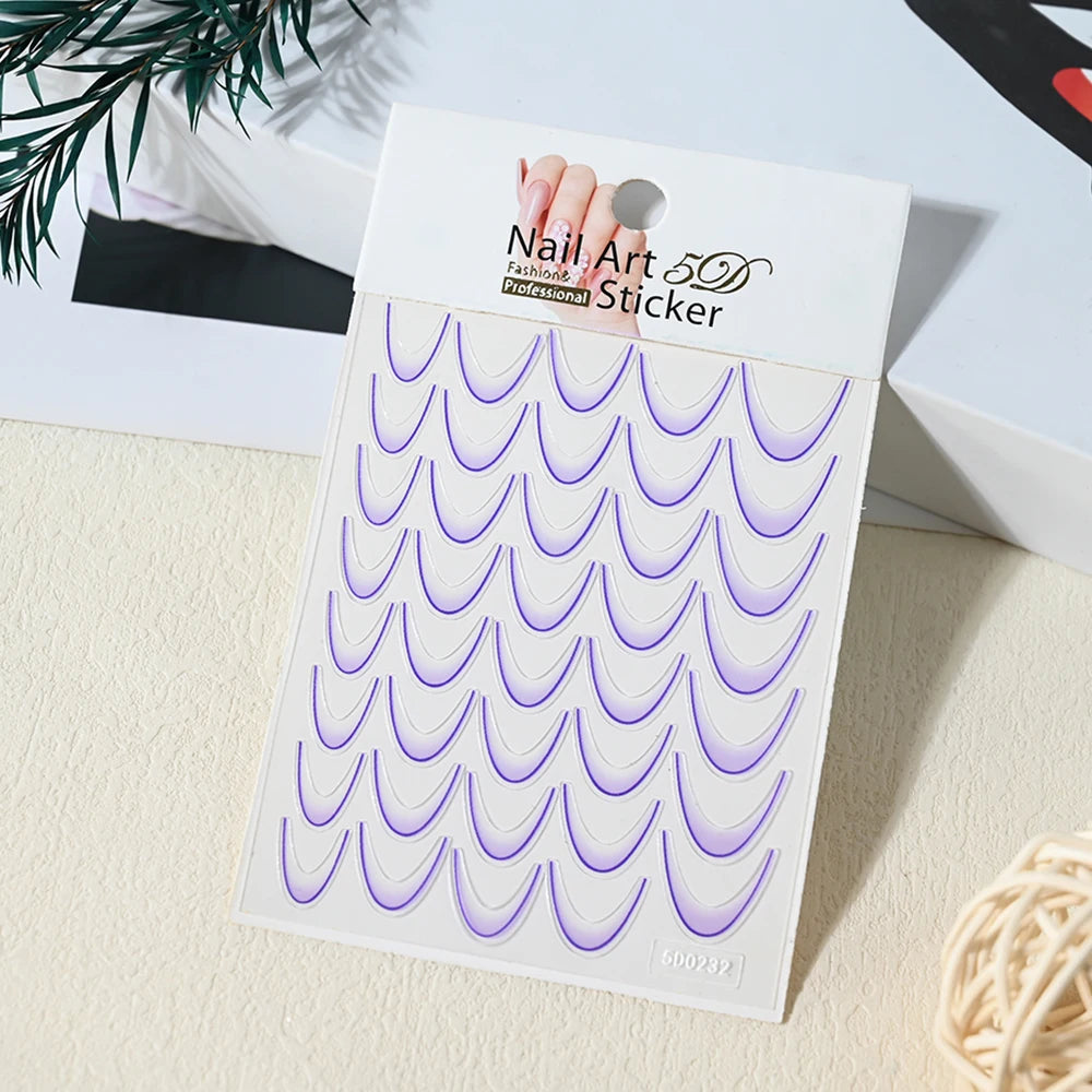 French Gradient Line Nail Art Stickers