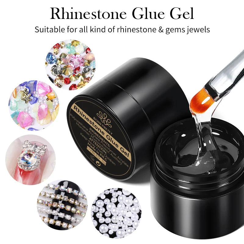 BORN PRETTY 3PCS Rhinestones Glue Gel Set