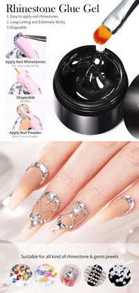 BORN PRETTY 3PCS Rhinestones Glue Gel Set