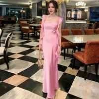 Dulzura Satin Backless Maxi Dress Tassels Sexy Sleeveless 2024 Summer Women Body-Shaping Clubwear Birthday Party Elegant