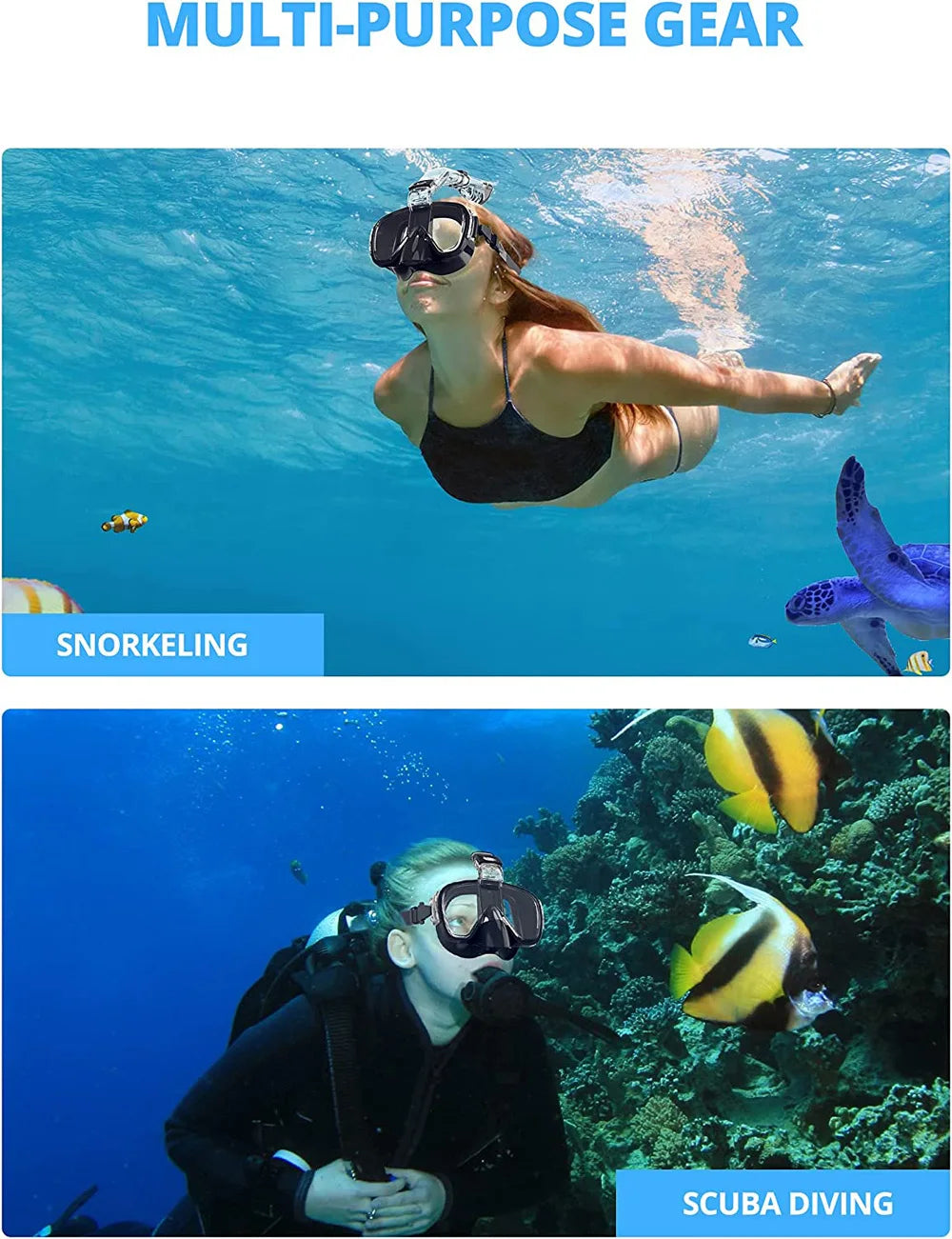 Diving Masks Foldable Anti-Fog Snorkel