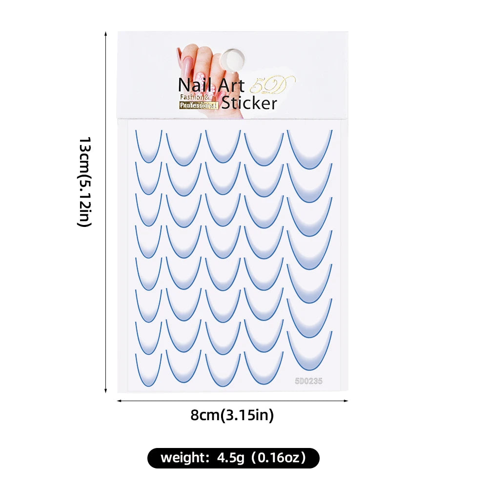 French Gradient Line Nail Art Stickers