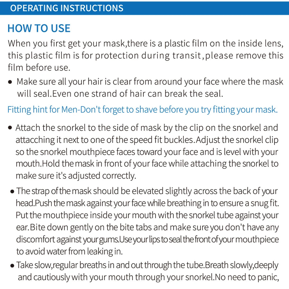 Dry Snorkel Set Diving Mask For Adults
