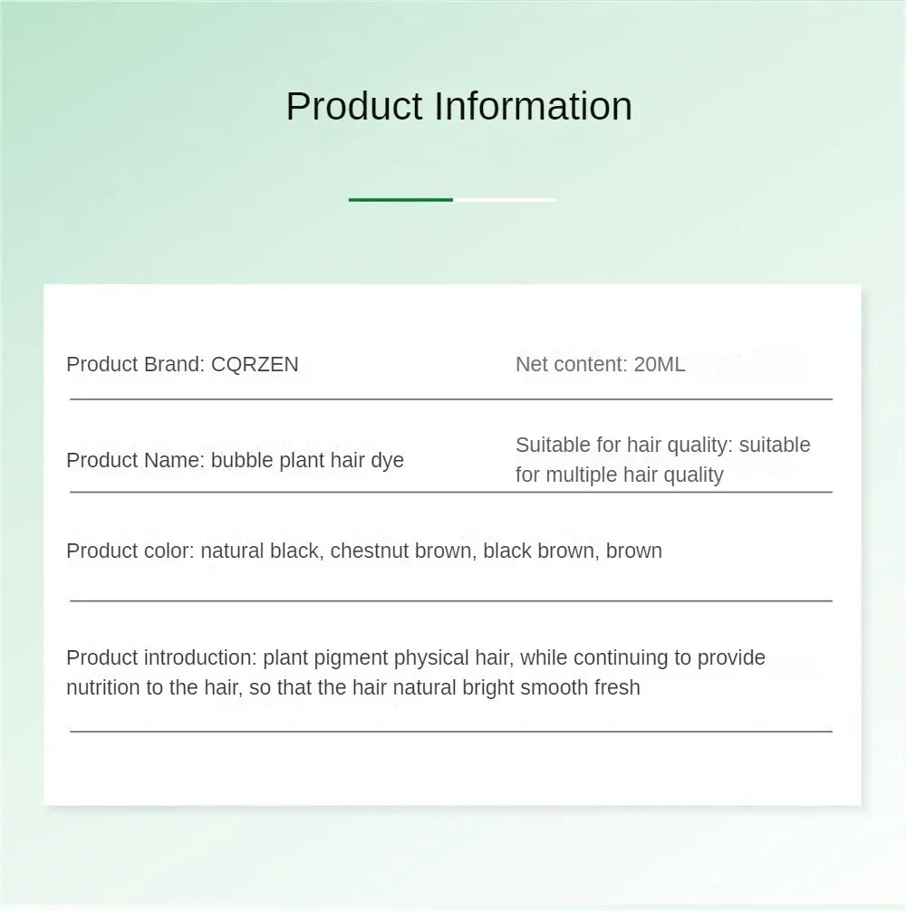 Natural Hair Dye Shampoo Gray White Hair Cover