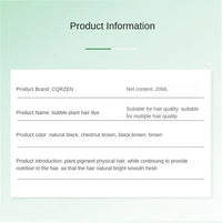 Natural Hair Dye Shampoo Gray White Hair Cover