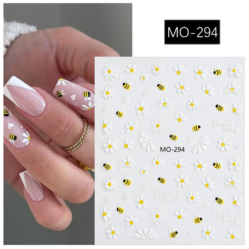 3D Laser Sakura Flower Nail Sticker